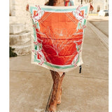 Floral Contrast Horse Printed Western Southwestern Wild Rag Scarf Accent