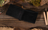 Handmade Black Genuine Leather Bifold Wallet | 6-Slot Card Holder