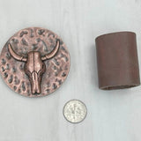 Western Copper Round Longhorn Wild Rag Scarf Slide
