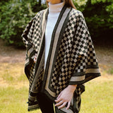 Checker Chic Ruana Wrap Shawl Brown