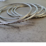 Silver with Silver Gold Glitter Thin Metal Bangles Metallics Stack of 6