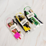 City Hip Jingle Wristlet Key Chain Bag Charm Pink Black White Gold