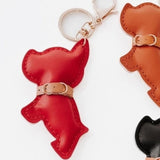 Scottie Puppy Vegan Leather Bag Charm Key Chain Red