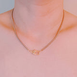 Modern Two Tone U Link Lock Pendant Chain Necklace