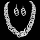 Chunky Metal Chain Collar Necklace & Earrings Set | Bold Statement Jewelry