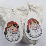 Santa Leopard Hat Christmas Earrings