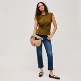 Lizbeth Woven Knot Handle Clutch | Natural Vegan Leather
