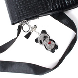 Crystal Bling Heart Panda Keychain Keyring Bag Charm Black White