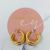 Triple the Layers Classic Earrings Gold Tone