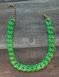 Acrylic Chain Link Neon Necklace Pink