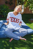 Texas Print V-Neck Football Tee White & Red