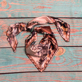 Longhorn & Leopard Wild Rag Scarf | Khaki & Turquoise | 36x36