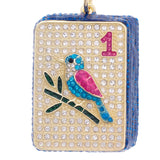 Mahjong One Dot Tile Embellished Bag Charm – White & Blue