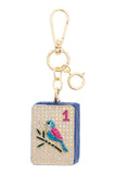 Mahjong One Dot Tile Embellished Bag Charm – White & Blue