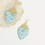 Josie Dangle Hinged Earring Light Blue Gold