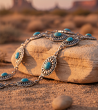 Small Concho Chain Belt | Turquoise & Silver | Western Boho