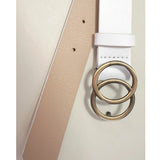 Double O Buckle Vegan Leather Belt Off White