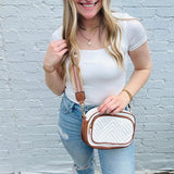 Emily Crossbody White with Tan Accents