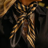 Brown Black Zebra Printed Western Southwestern Wild Rag Scarf Accent