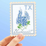 Texas Bluebonnet Vintage Stamp Vinyl Sticker | State Flower Die-Cut Decal