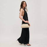Jamie Woven Wooden Frame Clutch | Ivory Vegan Leather