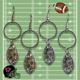 Football Dangle Earrings with Austrian Crystals Gold Tone