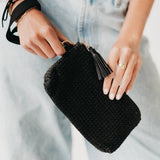 Rome Raffia Clutch Card Wallet Wristlet – Black