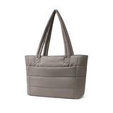 Aime Commuter Tote Quilted Puffer with Luggage Strap Carry Taupe Grey