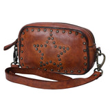 Spaghetti Western Becca Brown Genuine Studded Leather Crossbody Bag - Western Style