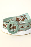 Round Woven Buckle Boho Belt Mint