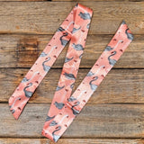 Pink and Grey Flamingo Western Skinny Cowgirl Mini Wild Rag Scarf Necktie