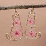Feline Friend Cat Dried Flower Earrings