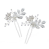 Silver Crystal White Flower Boho Prom Bridal Costumes Fairy Festivals Hair Pins