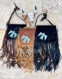 Thunderbird Tooled Leather & Cowhide Crossbody | Tan 4-in-1 Clutch
