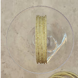 Light Gold with Gold Glitter Thin Metal Bangles Metallics Stack of 6