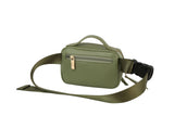 Triple Zip Top Handle Fanny Pack Belt Bag Sling Bag Tan