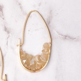 Date Night Cream Beaded Cluster Oval Hoop Earrings