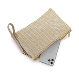 Straw Wristlets Clutch Cream