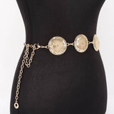 Vintage Look Metal Disk Chain Belt – Gold