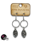 Football Dangle Earrings with Austrian Crystals Silver Tone