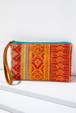 Tessa Handmade Jacquard Clutch | Cotton & Suede | Beaded Wristlet