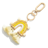 Yellow Rope Rainbow Keychain Bag Purse Charm with Tassels Pom-Pom