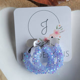 Periwinkle Blue Glitter Hoop Earrings 30mm or 1.20 inch