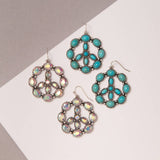Western Semi-Stone Peace Sign Earrings | Turquoise