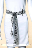 Boho Pattern Embroidered Braided Belt Black