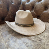 Handmade Brown Leather Western Hat Band with Stitch Detail