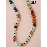 Natural Agate Glass Semi-Precious Bead Necklace Cream Green Amber Rust
