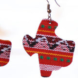 Red White Black Serape Texas Western Woven Dangle Earrings