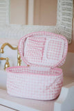 Light Pink Plaid Makeup Bag – Structured Travel Cosmetic Organizer