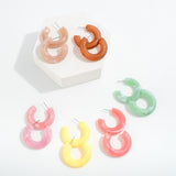 Marbled Acetate Hoop Earrings Brown